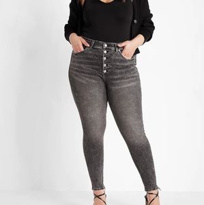 Express Skinny Jeans High Waisted Pockets Size 14 Long Womens Tall Black